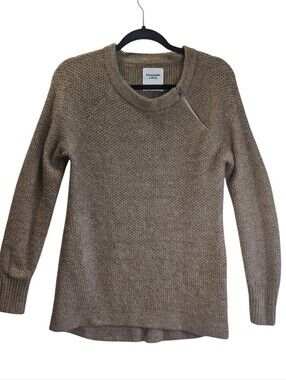 Abercrombie & Fitch Women's Zip-Accent Scoopneck Sweater Taupe Brown Size S Flaw